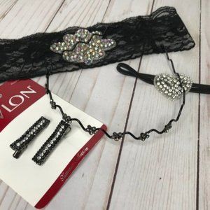 Revelon 4 Black Hair Accessories Clips, Headbands Brand New